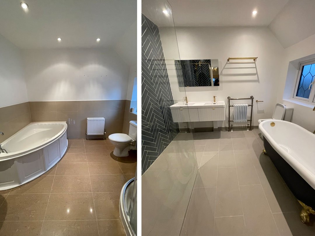 before & after wet room